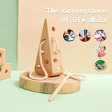 Wooden Threading Board Cheese Montessori Toy for Kids