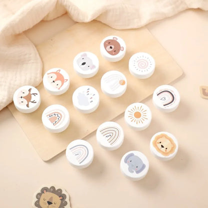 Wooden Drawer Knobs Cartoon Animal Rainbow Cloud Handles