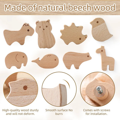 Wooden Drawer Cabinet Knobs Animal Shape Baby Room Decor