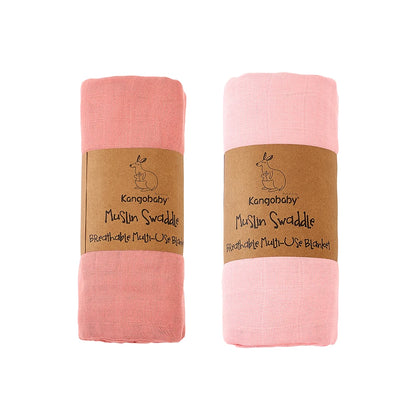Double Layer Cotton Muslin Swaddle Baby Blanket Set