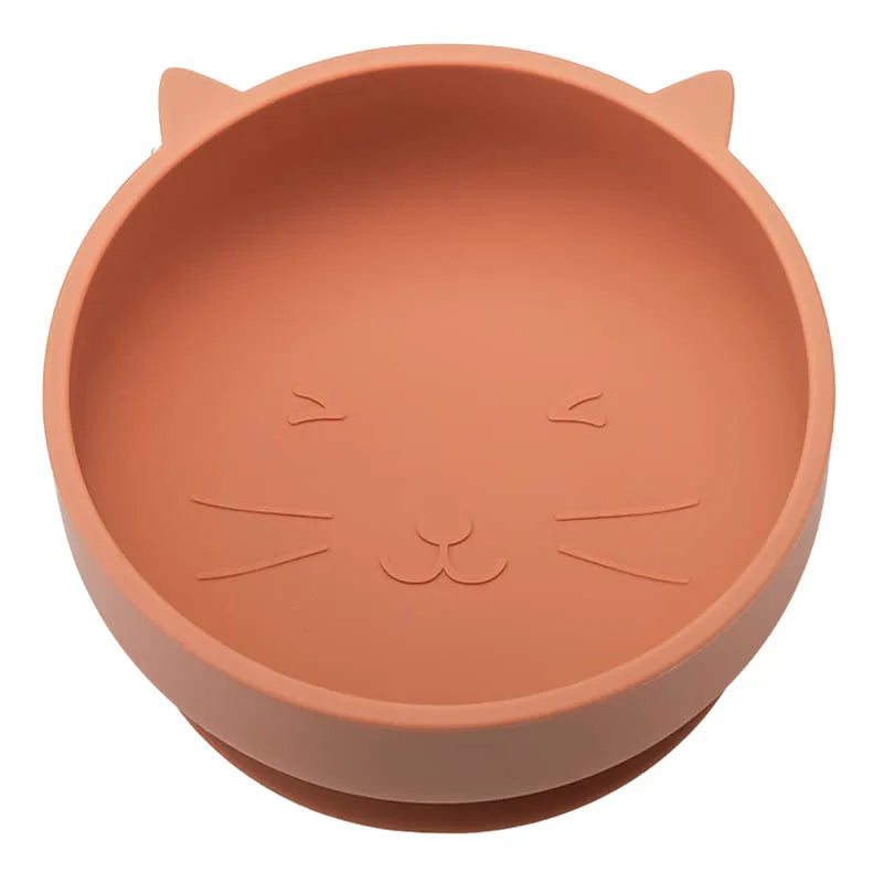 Baby Suction Bowl Cartoon Cat Design Training Tableware