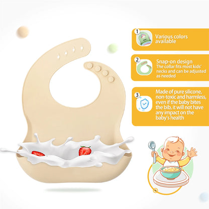 Silicone Baby Bib Waterproof Soft Feeding Burp Cloth