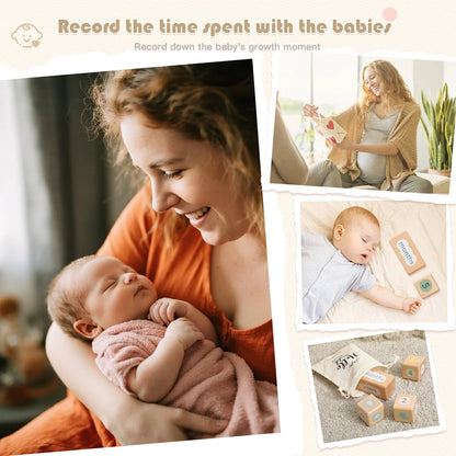 Wooden Milestone Block Ornaments for Baby Photos and Home Decor