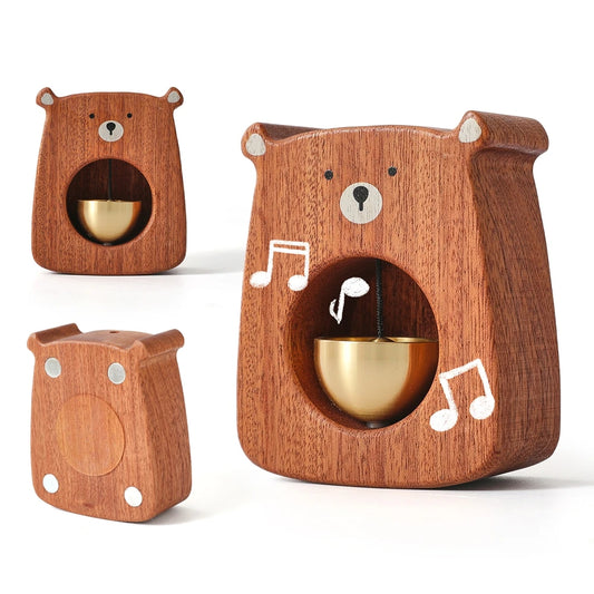 Wooden Doorbell Bell with Magnetic or Adhesive Cartoon Design