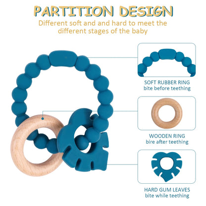 Baby Silicone Leaf Teething Ring Toy