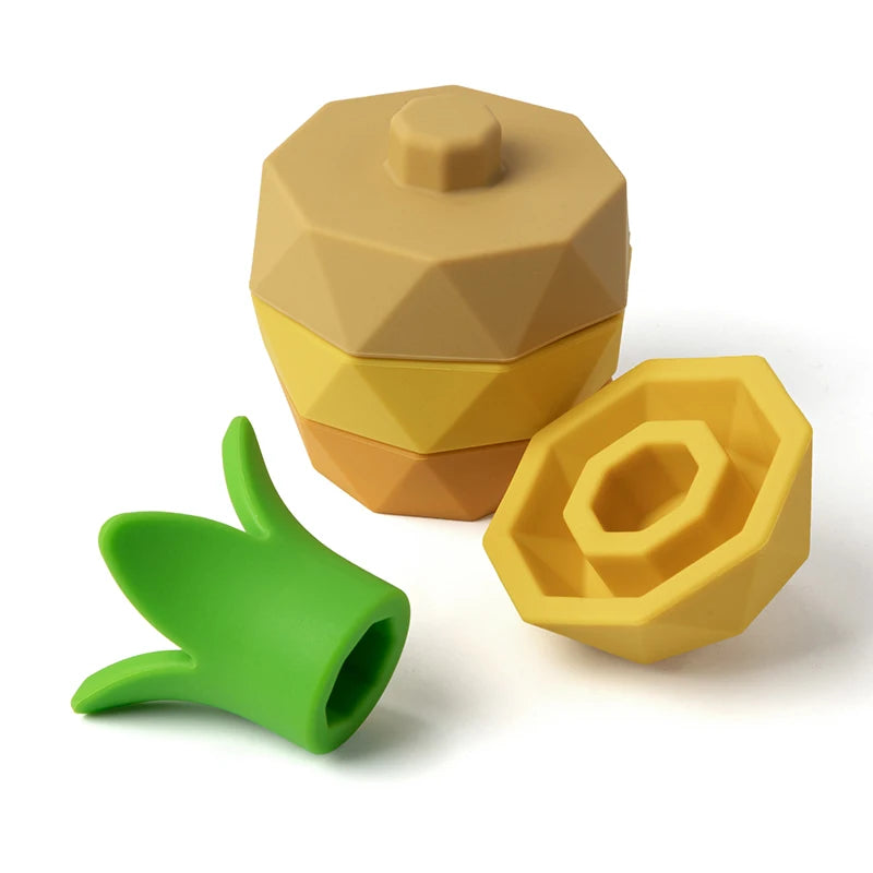 Silicone Fruit Building Block Stacking Toy for Babies