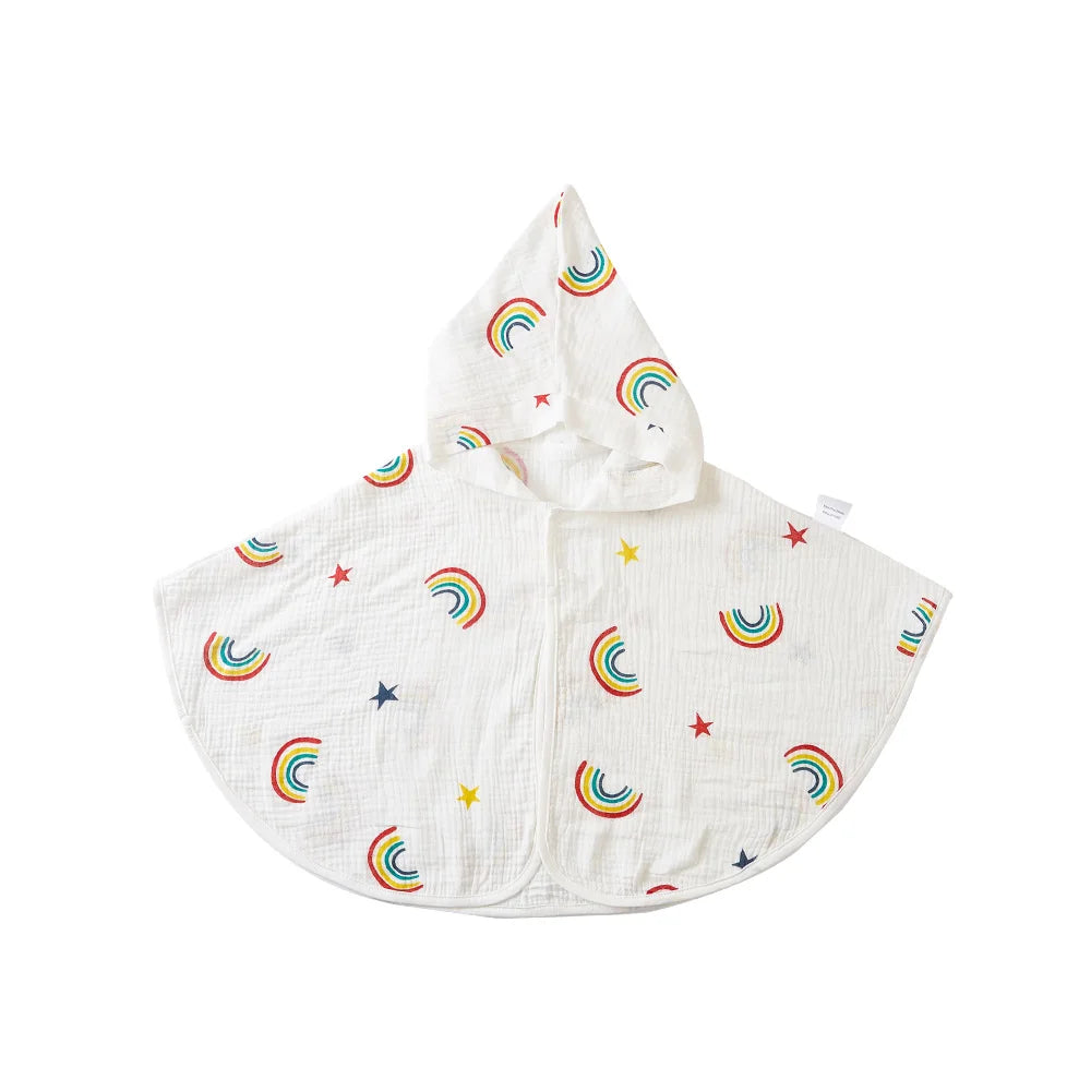 Cotton Muslin Hooded Baby Bath Towel Infant Swaddle