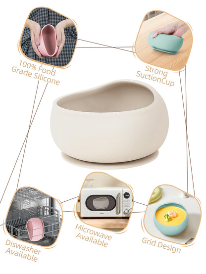 Baby Silicone Feeding Bowl and Spoon Training Set
