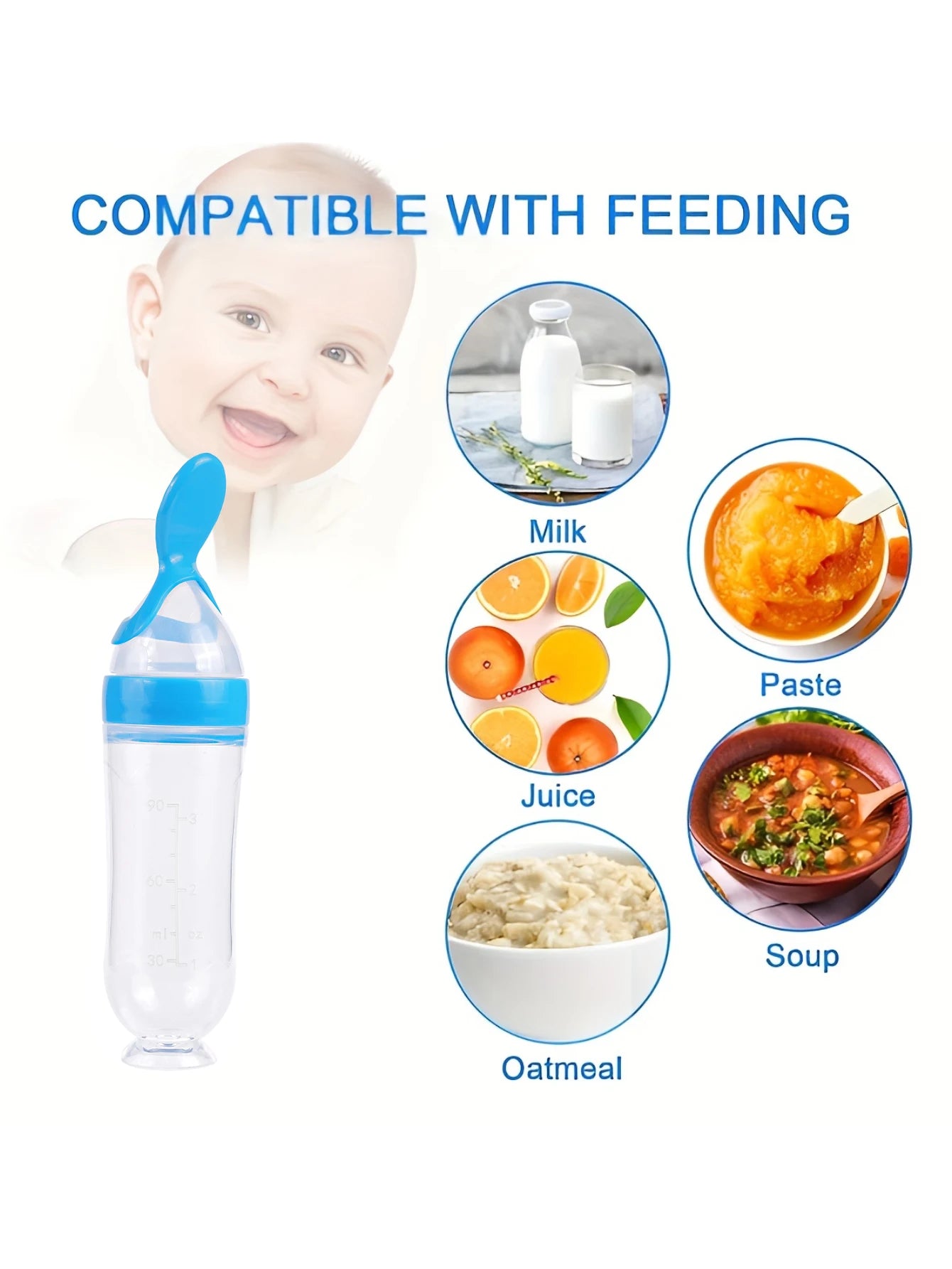 Baby Bottle Feeder with Silicone Spoons