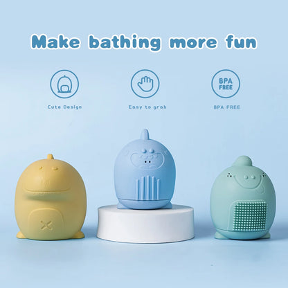 Silicone Dinosaur Bath Toy Squeezable Bathtub Toy