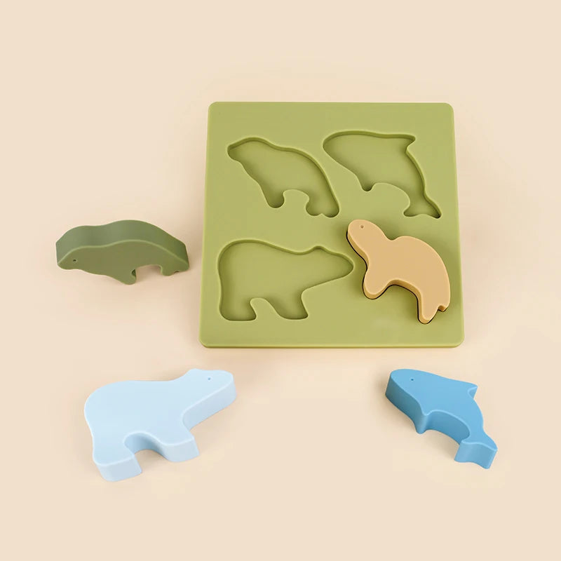 Montessori Silicone Puzzle Board with Geometric Shapes