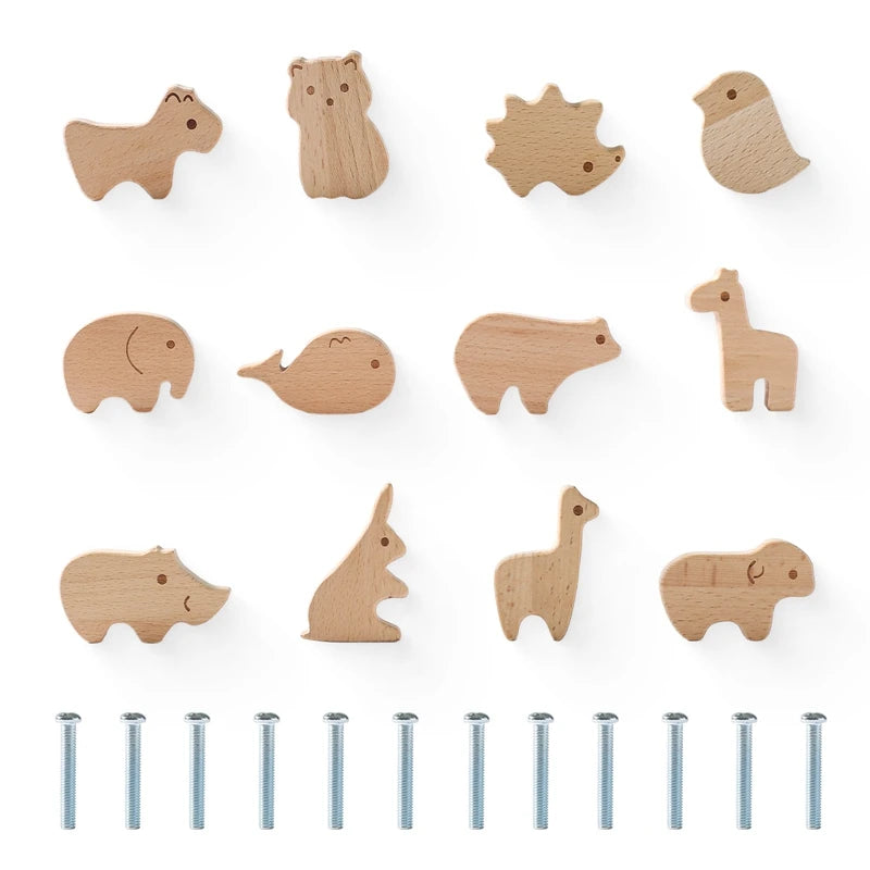 Wooden Drawer Cabinet Knobs Animal Shape Baby Room Decor