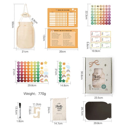 Kids Reward Jar with Stars and Dinosaur Chore Chart Gift