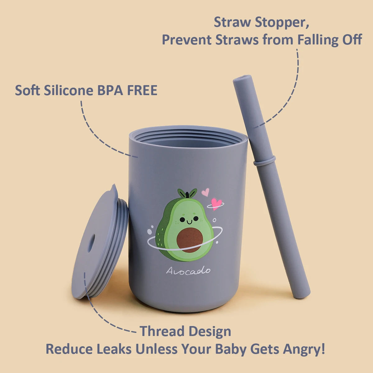 Silicone Baby Sippy Cup with Lid Leakproof Drinking Cup
