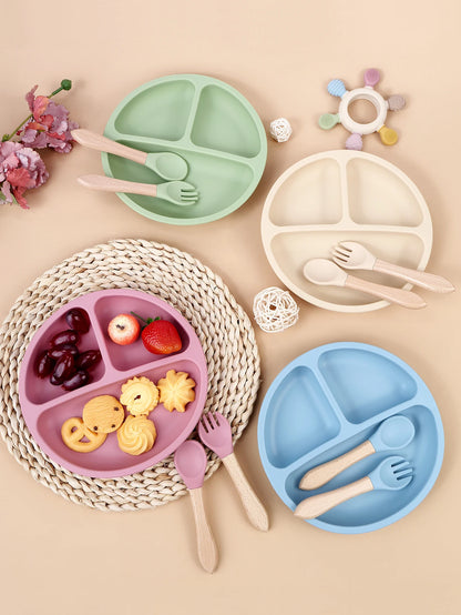 Colorful Baby Silicone Feeding Tableware Set