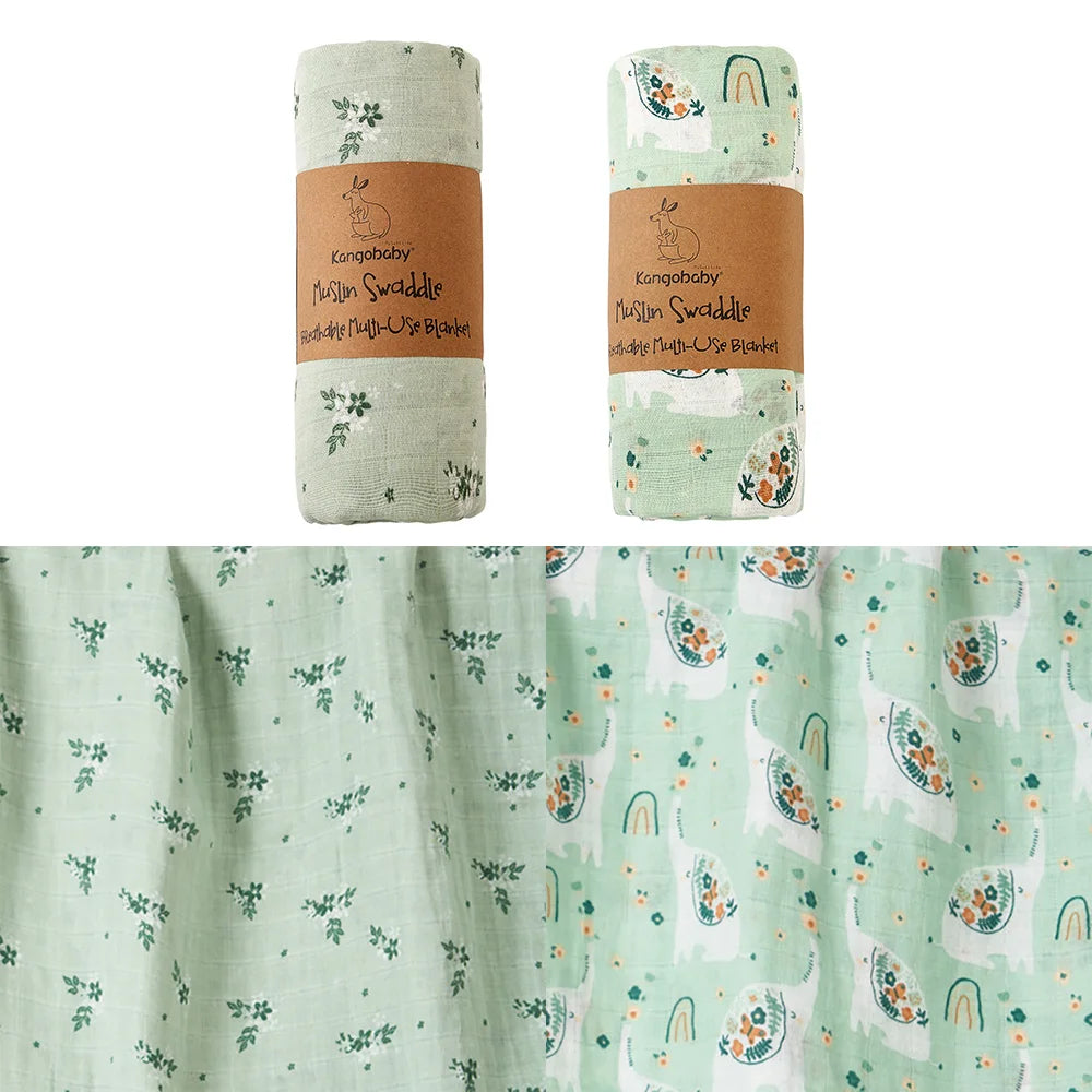 Floral Muslin Swaddle Blanket Set Colorful Design