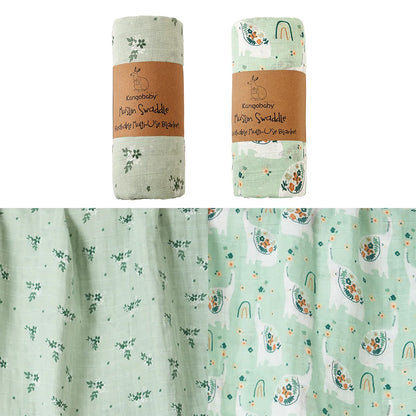 Double Layer Cotton Muslin Swaddle Baby Blanket Set