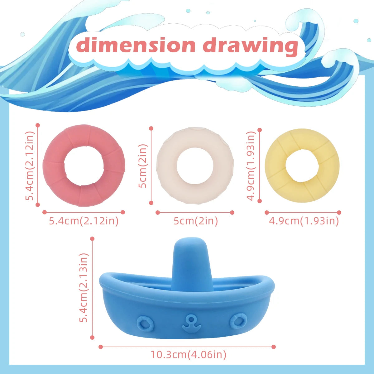 Silicone Floating Boat Bath Toys for Toddlers