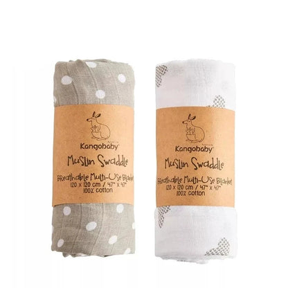Double Layer Cotton Muslin Swaddle Baby Blanket Set
