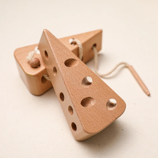 Wooden Threading Board Cheese Montessori Toy for Kids