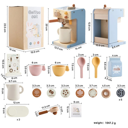 Wooden Kitchen Pretend Play Toy Coffee Machine for Kids