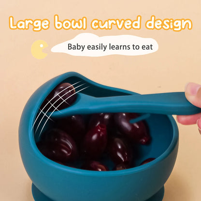 Toddler Silicone Feeding Bowl and Spoon Fork Set