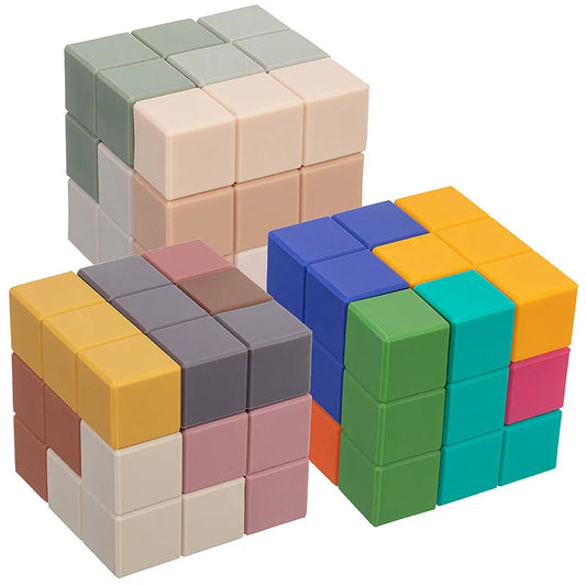 Silicone Baby Building Block Teether Educational Toy Set