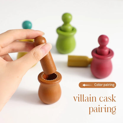 Montessori Wooden Barrel Doll Toys Color Matching Game
