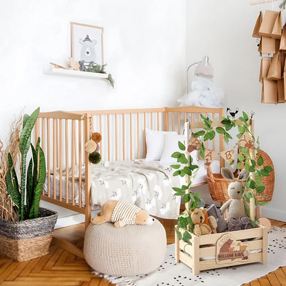 Wooden Baby Shower Storage Basket with Handle Organizer
