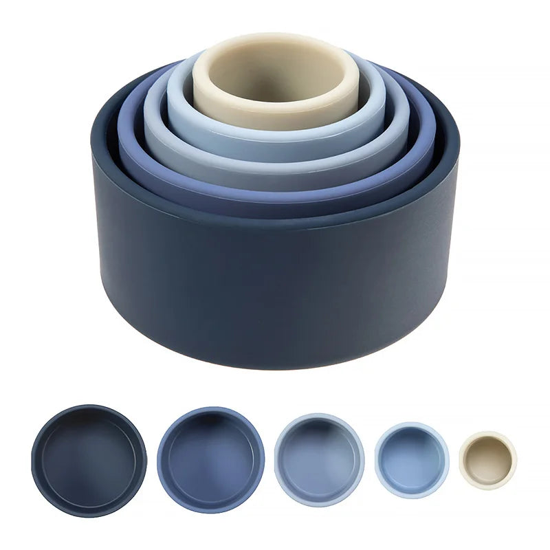 Silicone Building Blocks Round Cup Montessori Baby Toys