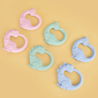 Silicone Dinosaur Teething Rings for Babies