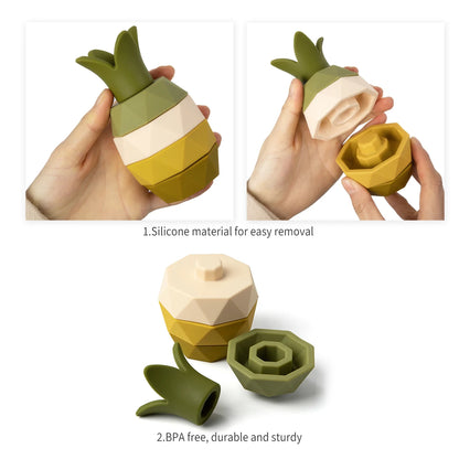 Silicone Fruit Building Block Stacking Toy for Babies
