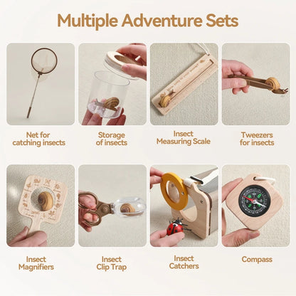 Kids Outdoor Exploration Set with Insect Net and Magnifying Glass
