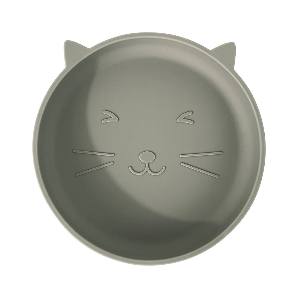 Silicone Baby Plate Cartoon Cat Feeding Bowl Kids Dishes