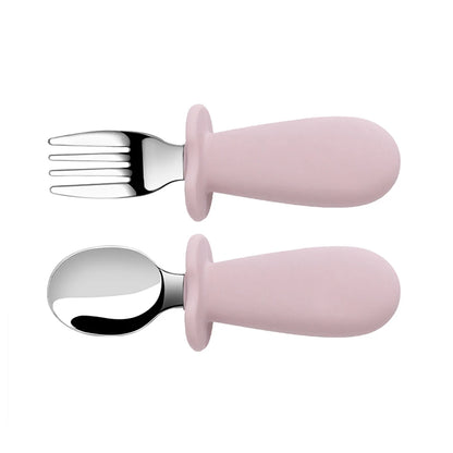 Baby Spoon and Fork Set with Silicone Handle