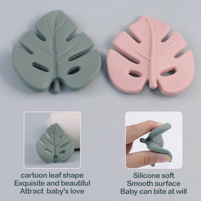 Silicone Leaf Baby Teether Rattle
