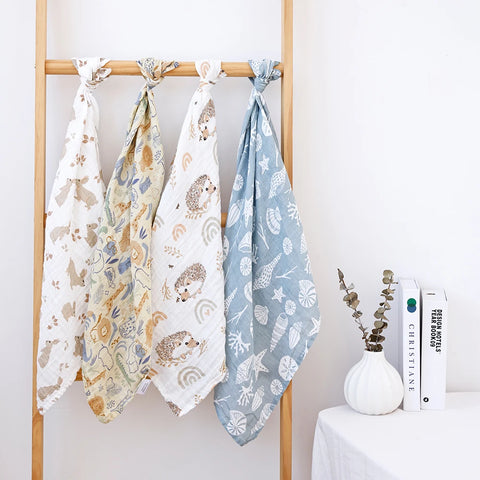 Cotton Muslin Baby Bib and Burp Cloth Scarf Set