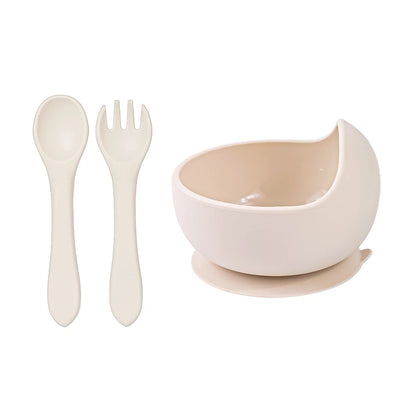 Toddler Silicone Feeding Bowl and Spoon Fork Set