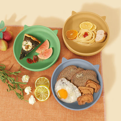 Baby Feeding Set Silicone Plate Spoon Fork Training Tableware
