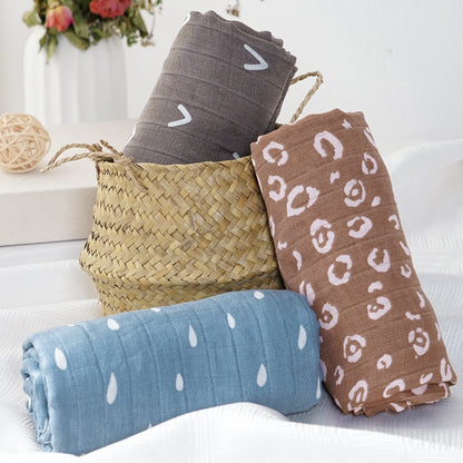 Bamboo Cotton Muslin Swaddle Newborn Bath Towel Wrap