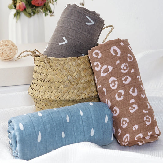 Bamboo Cotton Muslin Swaddle Newborn Bath Towel Wrap