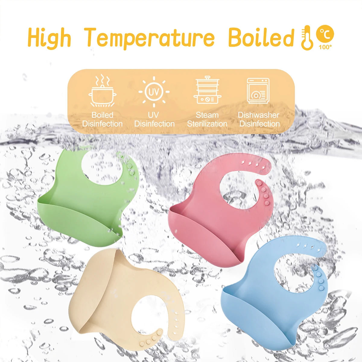 Silicone Baby Bib Waterproof Soft Feeding Burp Cloth