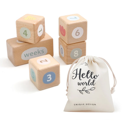 Wooden Milestone Block Ornaments for Baby Photos and Home Decor