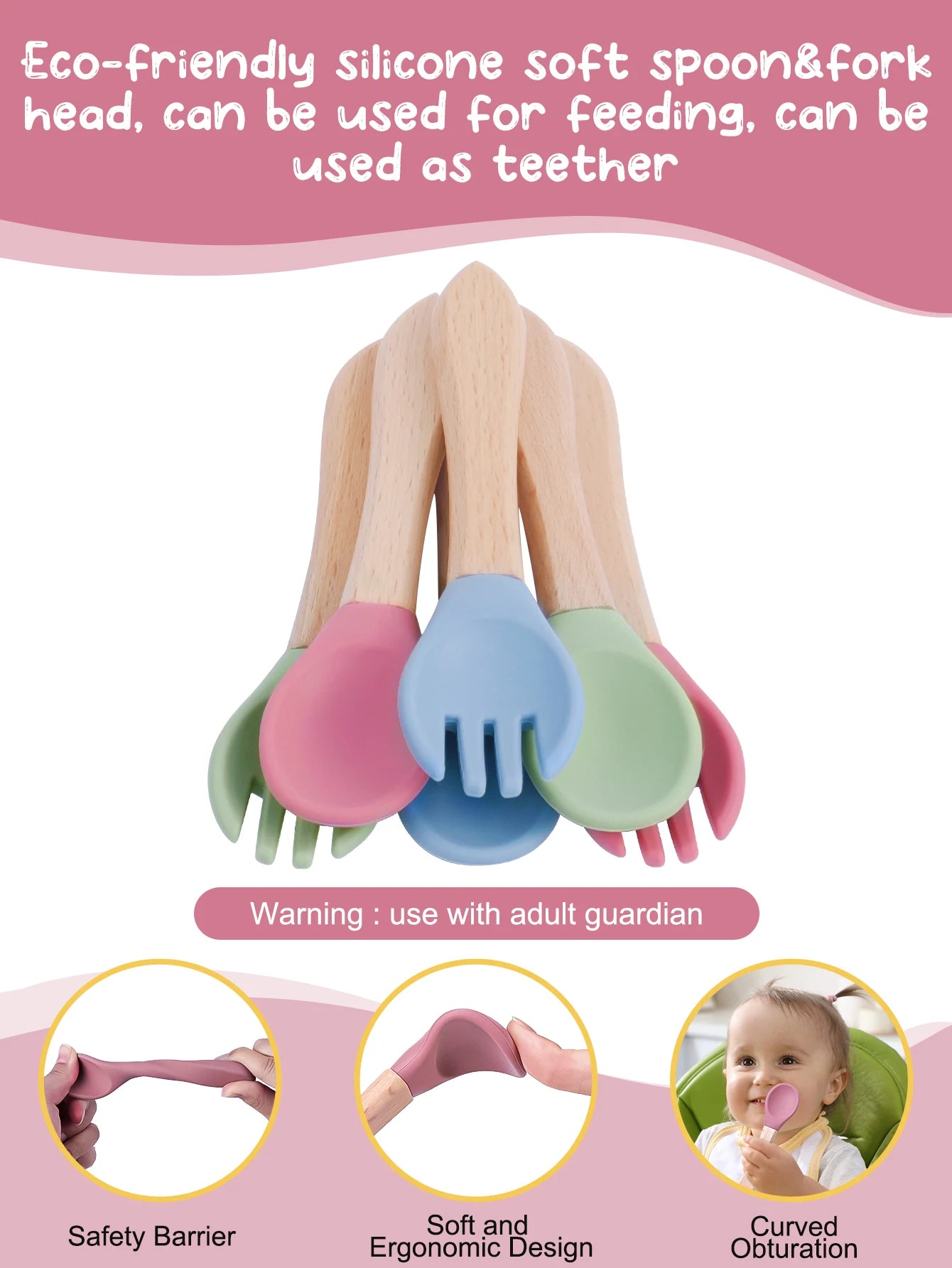 Children’s Silicone Tableware Set Plate Spoon Fork Cup Bib
