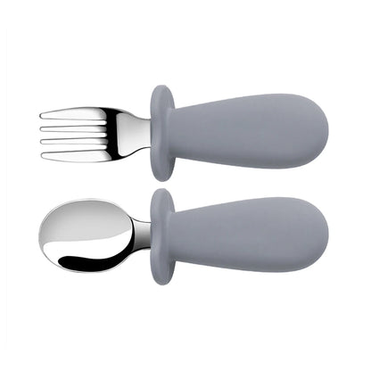 Baby Spoon and Fork Set with Silicone Handle
