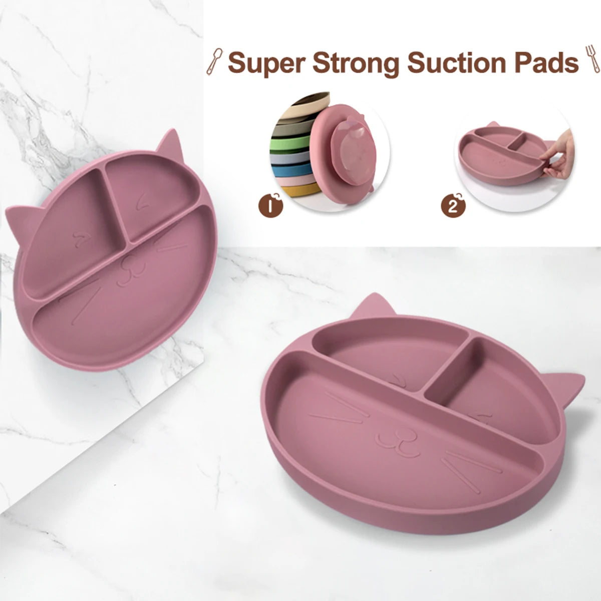 Baby Tableware Set Silicone Feeding Plate Bowl Spoon Fork