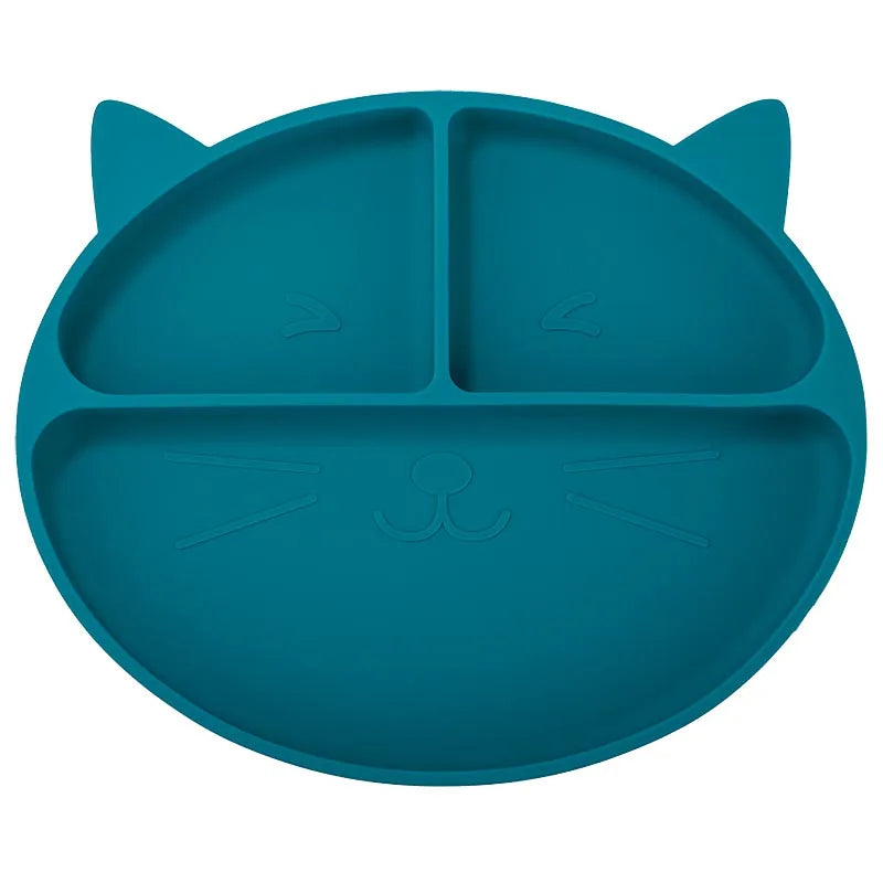 Baby Tableware Set Silicone Feeding Plate Bowl Spoon Fork