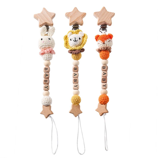 Baby Pacifier Chain Crochet Rabbit Handmade Holder Clip