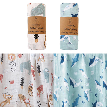 Floral Muslin Swaddle Blanket Set Colorful Design