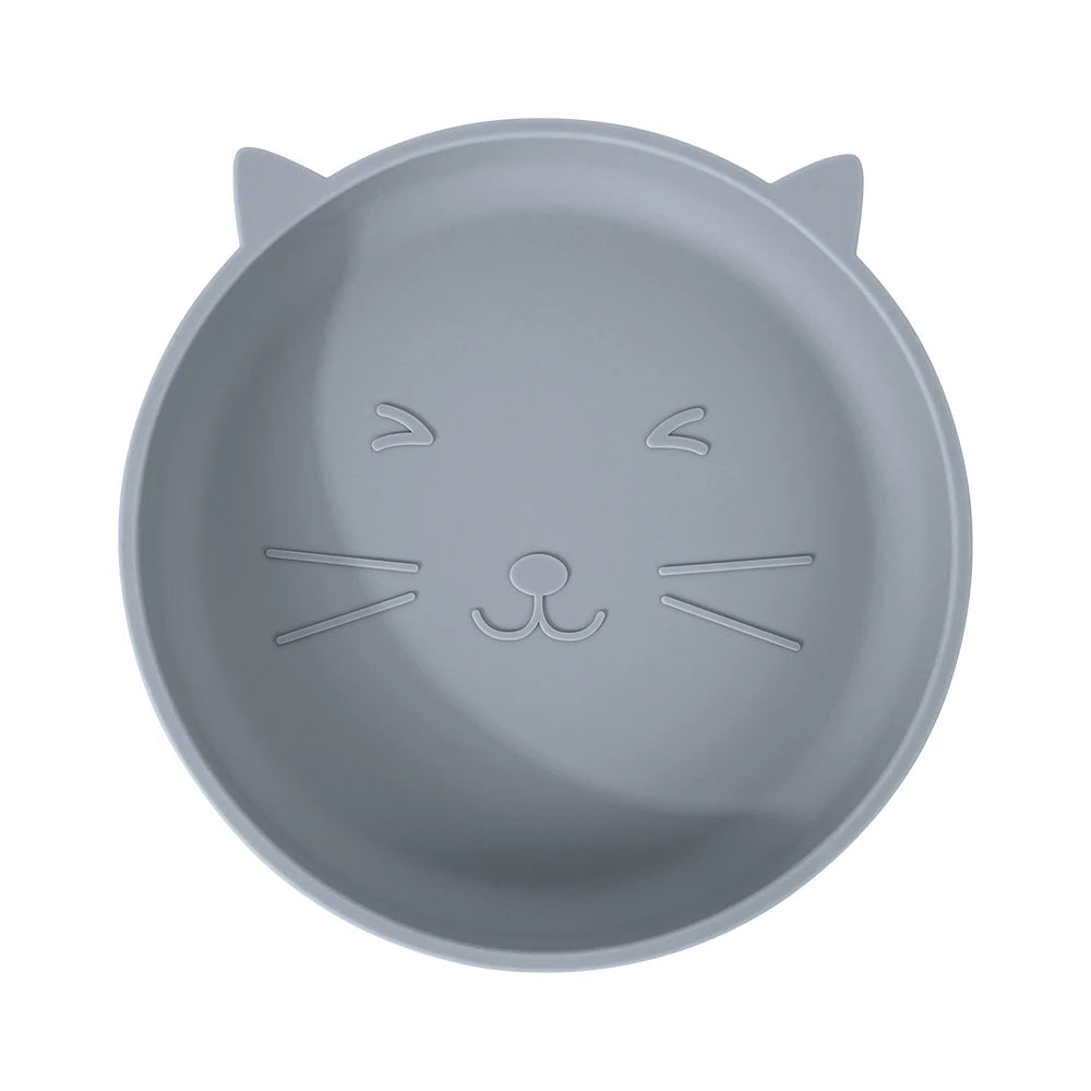 Silicone Baby Plate Cartoon Cat Feeding Bowl Kids Dishes